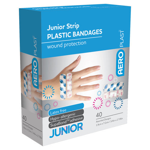 Aeroplast Plastic Junior Strip 7.2 x 1.9cm Box of 40 Pack of 6