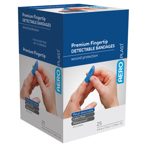 Aeroplast Premium Detectable Fingertip Dressing 7.5 x 4.5cm Box of 25 Pack of 6