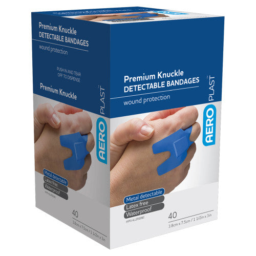 Aeroplast Premium Detectable Knuckle Dressings 7.5 x 3.8cm Box of 40 Pack of 6