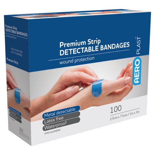Aeroplast Premium Detectable Extra Wide Strip 7.5 x 2.5cm Box of 100 Pack of 12