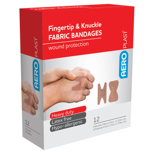 Aeroplast Premium Fabric Fingertip and Knuckle Dressings Box of 12 Pack of 6