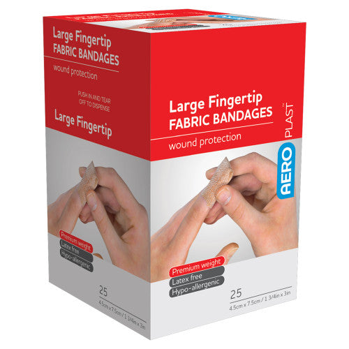 Aeroplast Premium Fabric Large Fingertip 7.5 x 4.5cm Box of 25 Pack of 12