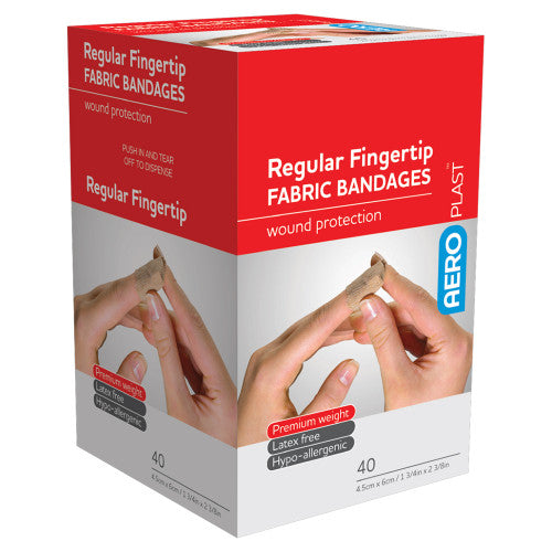 Aeroplast Premium Fabric Regular Fingertip Dressings 6 x 4.5cm Box of 40 Pack of 12