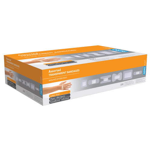 Aeroplast Transparent Assorted Dressings Box of 100 Pack of 12