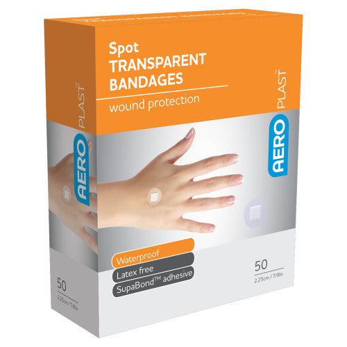 Aeroplast Transparent Spot Dressings 2.25 x 2.25cm Box of 50 Pack of 6