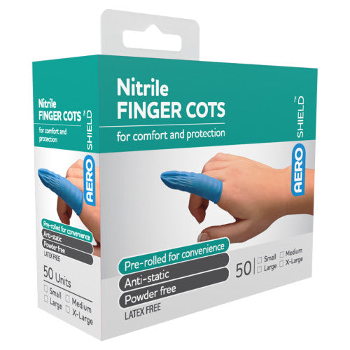 Aeroshield Medium Nitrile Finger Cots Box of 50
