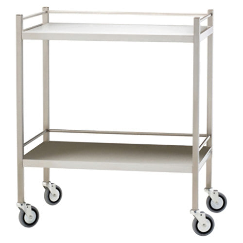 Aerosupplies Large Stainless Steel Trolley with Rails 110 x 50 x 97cm