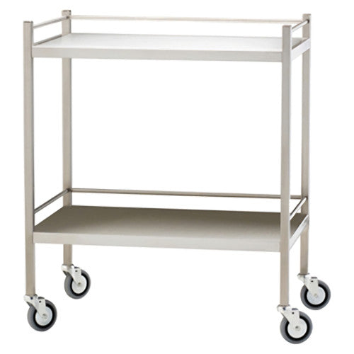 Aerosupplies Medium Stainless Steel Trolley with Rails 80 x 50 x 97cm