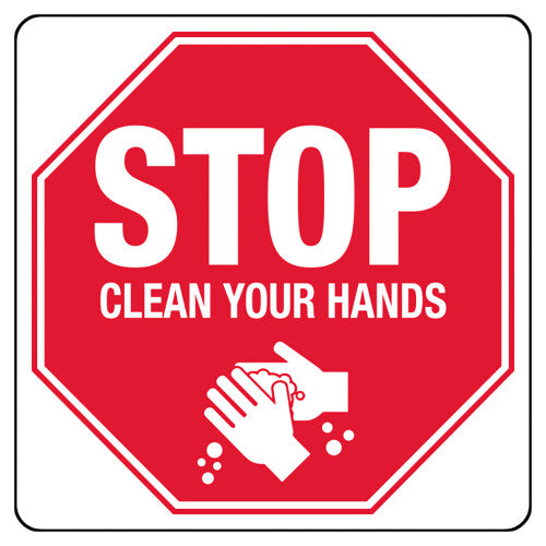 Aerosupplies Poly Clean Hands Stop Sign 30 x 30cm