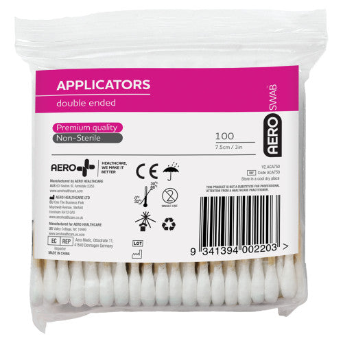 Aeroswab 7.5cm Double End Applicators Bag of 100