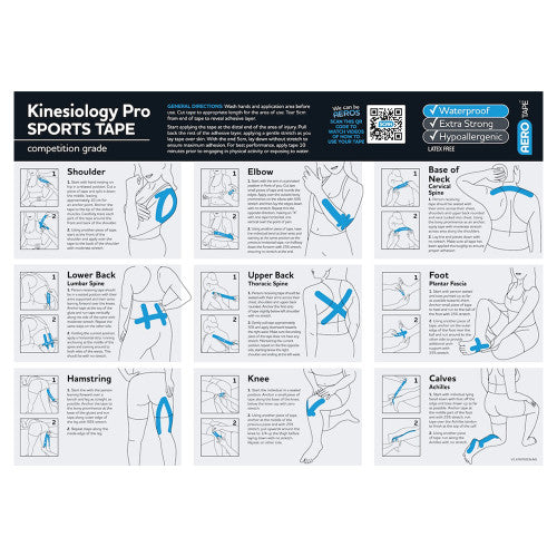 Aerotape Blue Kinesiology Pro Sports Tape 5cm x 5m Pack of 12