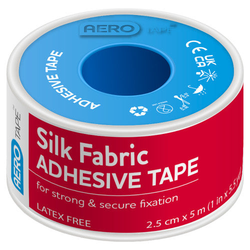 Aerotape Silk Fabric Adhesive Tape 2.5cm x 5m Pack of 6