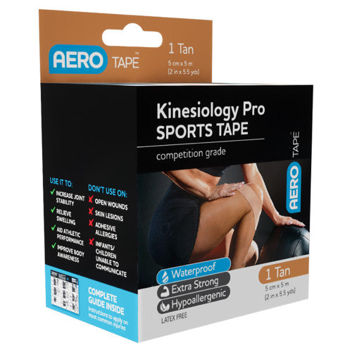Aerotape Tan Kinesiology Pro Sports Tape 5cm x 5m Pack of 12