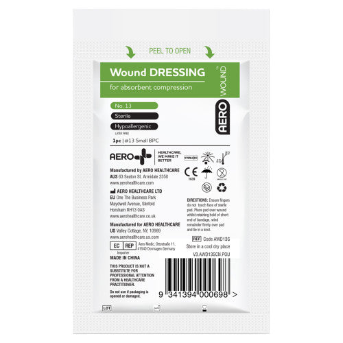 Aerowound No. 13 Wound Dressing 8 x 10cm Wrap of 12