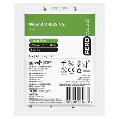 Aerowound No. 15 Wound Dressing 18 x 18cm Wrap of 12