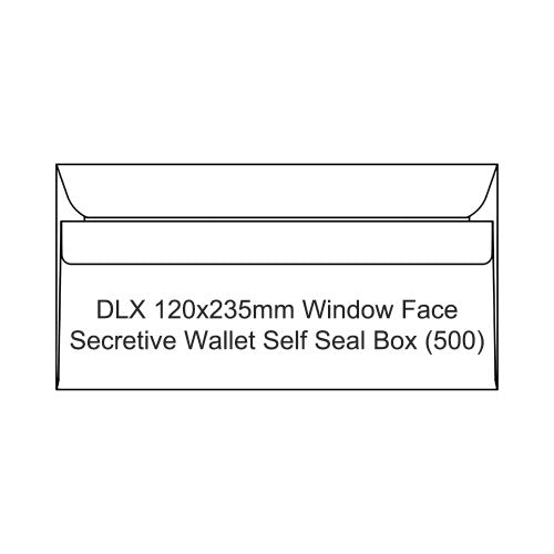Candida DLX Envelopes Window Face Secretive Wallet Self Seal 120 x 235mm Box of 500