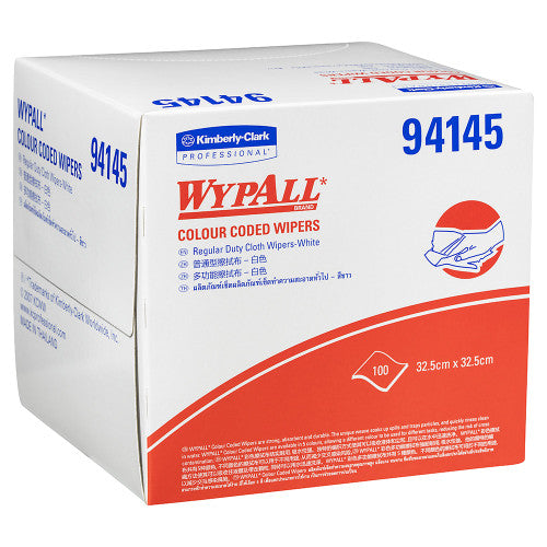 WypAll Colour Coded Cloth Wiper White 100 Wipers Box of 6