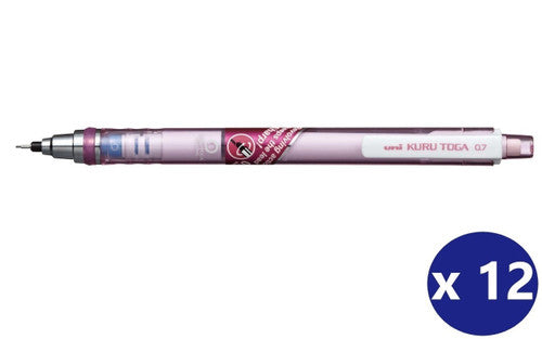 Uni Kuru Toga M7-450T Mechanical Pencil 0.7mm Pink Barrel Box of 12