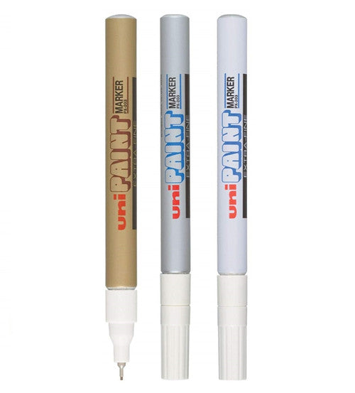 Uni Paint PX-203 Permanent Marker 0.8mm Ultra Fine Silver Box of 12