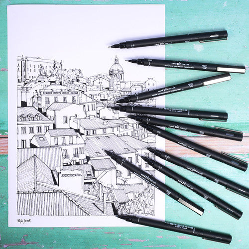 Uni Pin Brush Tip Fineliner Sepia Box of 12