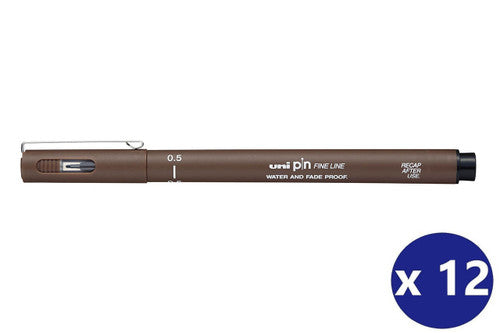 Uni Pin Fineliner 0.5mm Sepia Box of 12