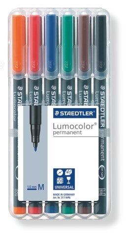 Staedtler Lumocolor Permanent Pen Medium Assorted Wallet of 6 317 WP6