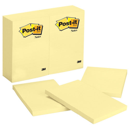 Post-it Notes Canary Yellow 101 x 152mm 100 Sheets Pack of 12 659