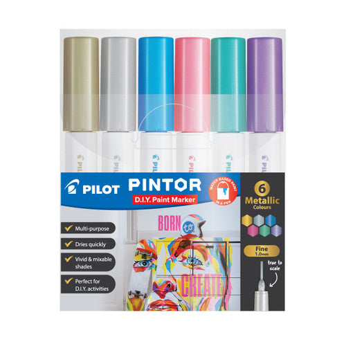 Pilot Pintor Marker Set Fine Metallic Colours Wallet of 6