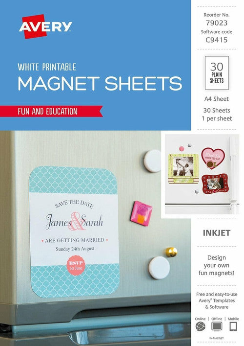Avery Inspired Fridge Magnet A4 Pack 30 1UP