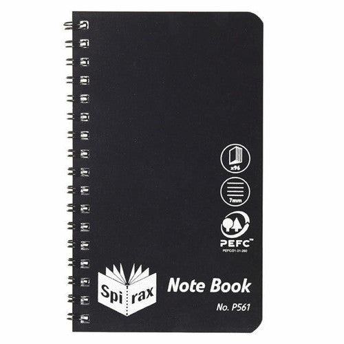Spirax Polypropylene Notebook Side Opening 147 x 87mm 96 Pages Black