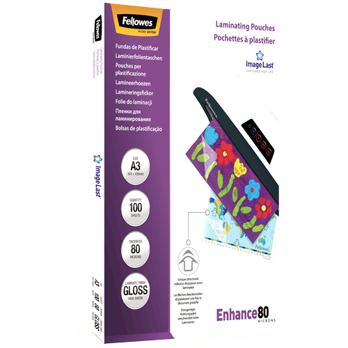 Fellowes ImageLast A3 80 Micron Laminating Pouch Pack 100