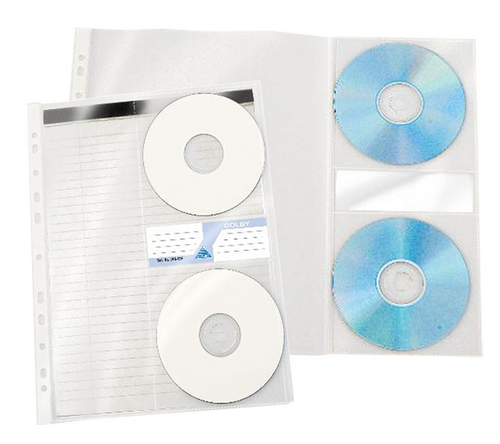 Colby 286-CDF Folder Friendly CD/DVD Storage Pocket A4 20 Sheet and 2 Disc Clear Pack of 10