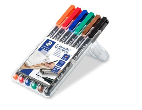 Staedtler Lumocolor Permanent Pen Medium Assorted Wallet of 6 317 WP6