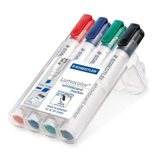 Staedtler Lumocolor Non-Permanent Chisel Tip Whiteboard Marker Wallet of 4 351 B WP4