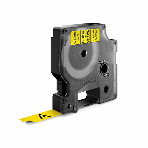 Dymo D1 Label Tape 12mm x 7m Black on Yellow