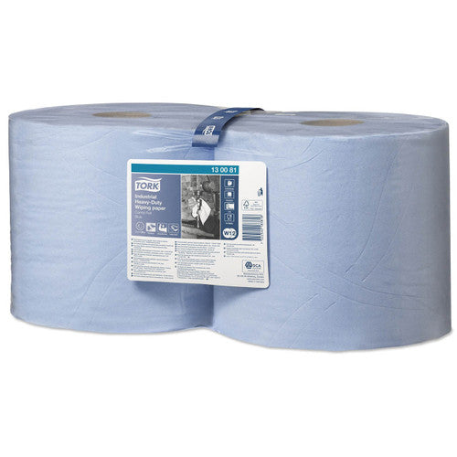 Tork Industrial Heavy Duty Wiping Paper Combi Roll 3 Ply W1 W2 Blue Carton of 2 Rolls