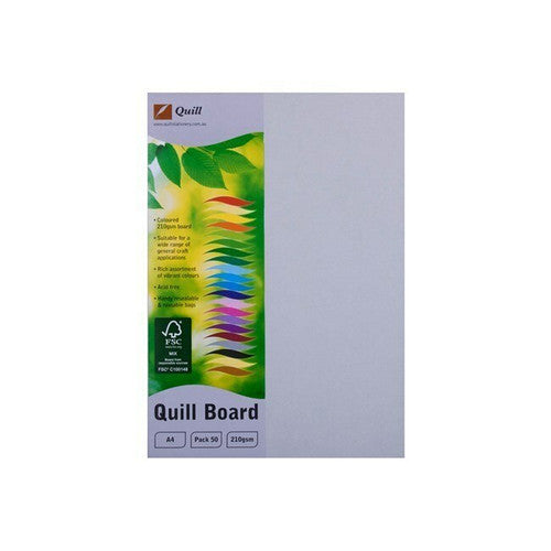 Quill Coloured Board 210gsm A4 Grey Pack of 50