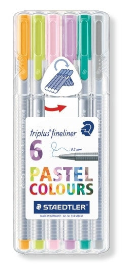 Staedtler Triplus Fineliner Wallet of 6 Assorted Pastel Colours 334 SB6CS1