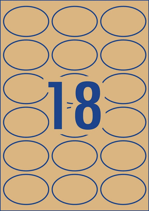 Avery Kraft Brown Oval Product Labels L7103 270 Pack 63.5 x 42.3mm 18UP