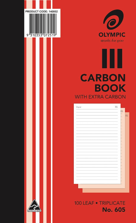 Olympic Carbon Book 605 Triplicate 100 Leaf 200 x 125mm