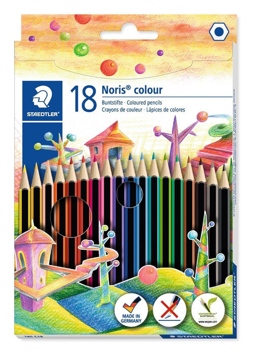 Staedtler 185 C18 Noris Colour Box of 18 Assorted Coloured Pencils