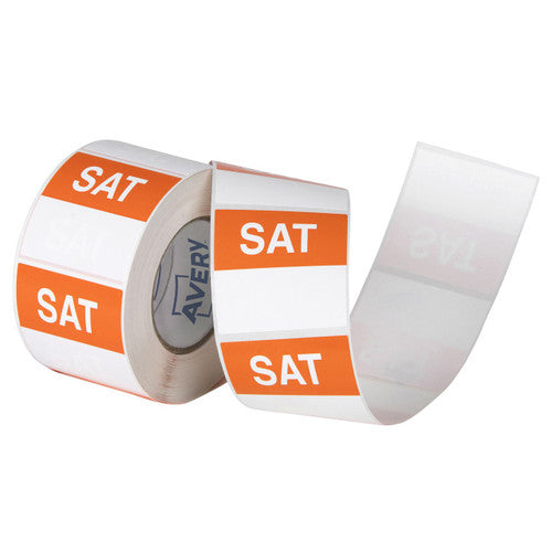 Avery Saturday Day Labels 40 x 40mm Removable Orange White 500 Labels