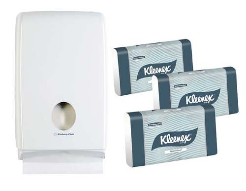 Kleenex Compact Hand Towel Starter Pack 1 Dispenser and Pack of 15 Towels