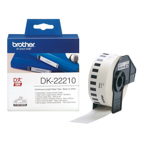 Brother Label Roll DK22210 29mm x 3048mm Black on White