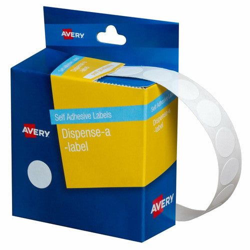 Avery White Dispenser Labels Circle 14mm 1200 Pack