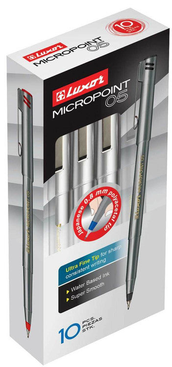 Luxor Microprint Fineliner Red Box of 10