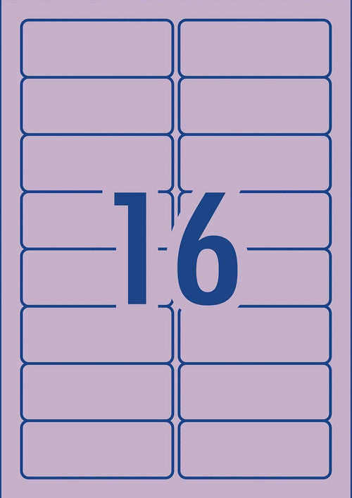 Avery Multi-Use Lavender Purple Coloured Labels 63.5 x 24mm Laser Inkjet Permanent 160 Labels 10 Sheets