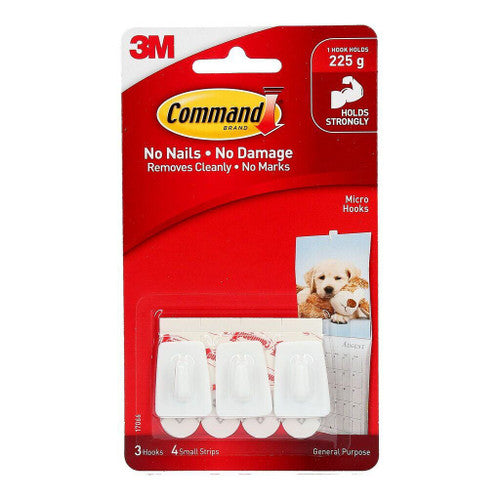 Command Micro Hooks White 3 Pack (225g)