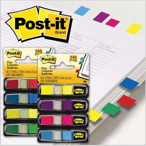 Post-it Mini Flags Yellow Purple Pink Aqua 12 x 45mm 683-4AB