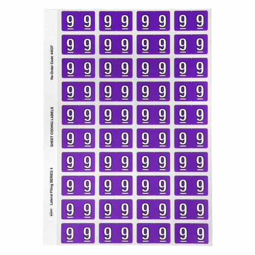 Avery Numeric 9 Side Tab Colour Coding Labels 25 x 42mm 240 Pack